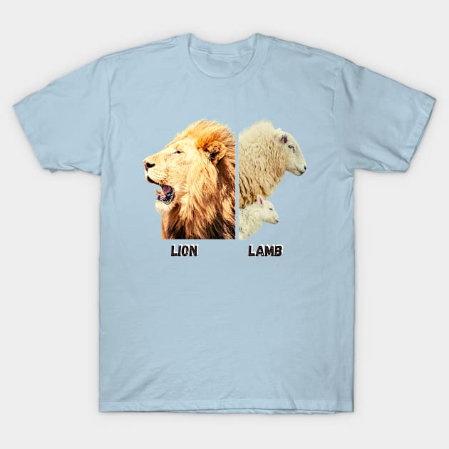 A lion, a lamb and a sheep T-Shirt by Blue Butterfly Designs 